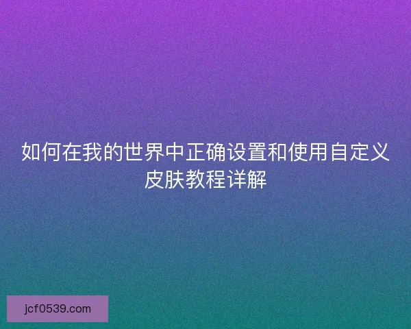 如何在我的世界中正确设置和使用自定义皮肤教程详解