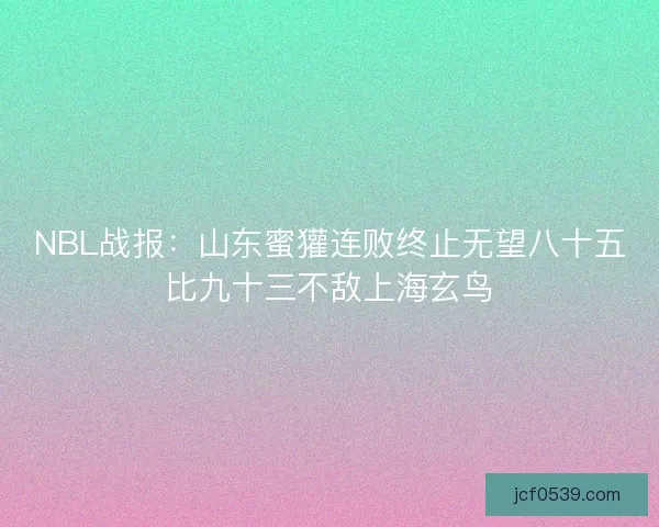 NBL战报:山东蜜獾连败终止无望八十五比九十三不敌上海玄鸟 NBL战报:山东蜜獾连败终止无望八十五比九十三不敌上海玄鸟