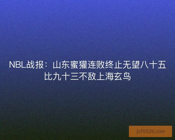NBL战报:山东蜜獾连败终止无望八十五比九十三不敌上海玄鸟 NBL战报:山东蜜獾连败终止无望八十五比九十三不敌上海玄鸟